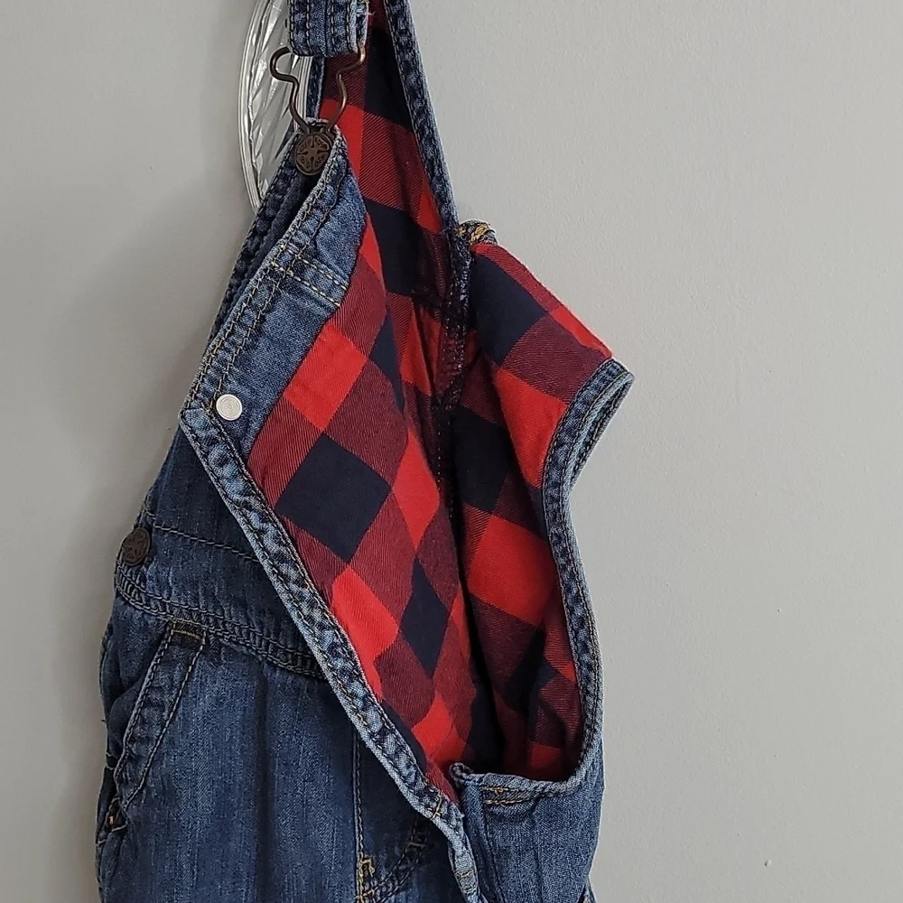 OSH KOSH B'GOSH 24 months denim overalls red plaid